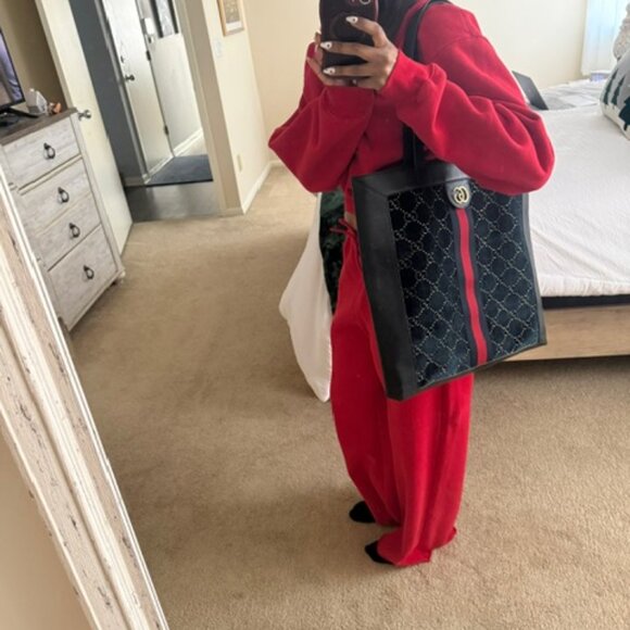 Gucci Ophidia Navy Blue Velour Tote - Picture 11 of 13